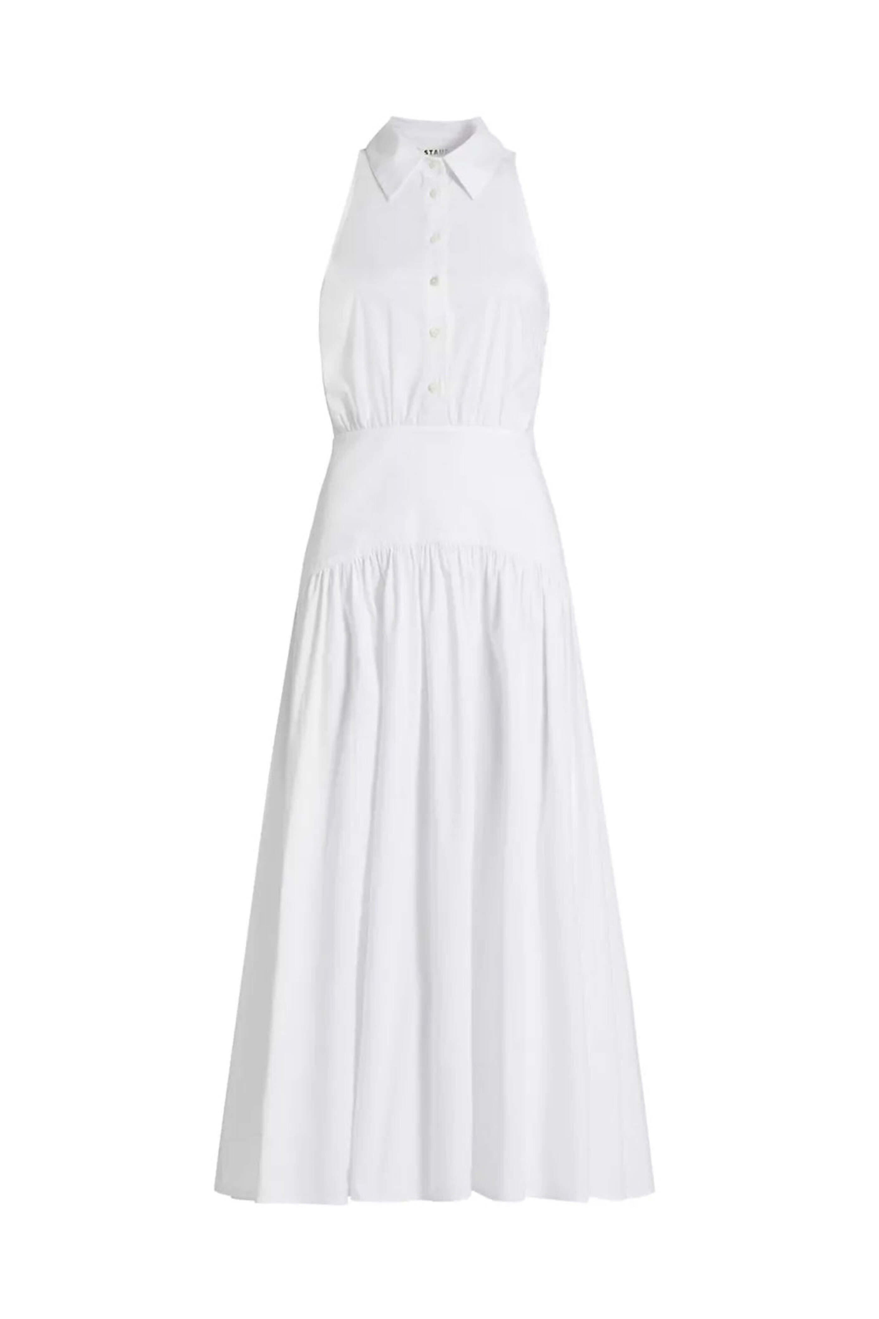 ワンピース STAUD Woman Dress White R25S2266PO WHT RIG DRESS WHITE NAVY