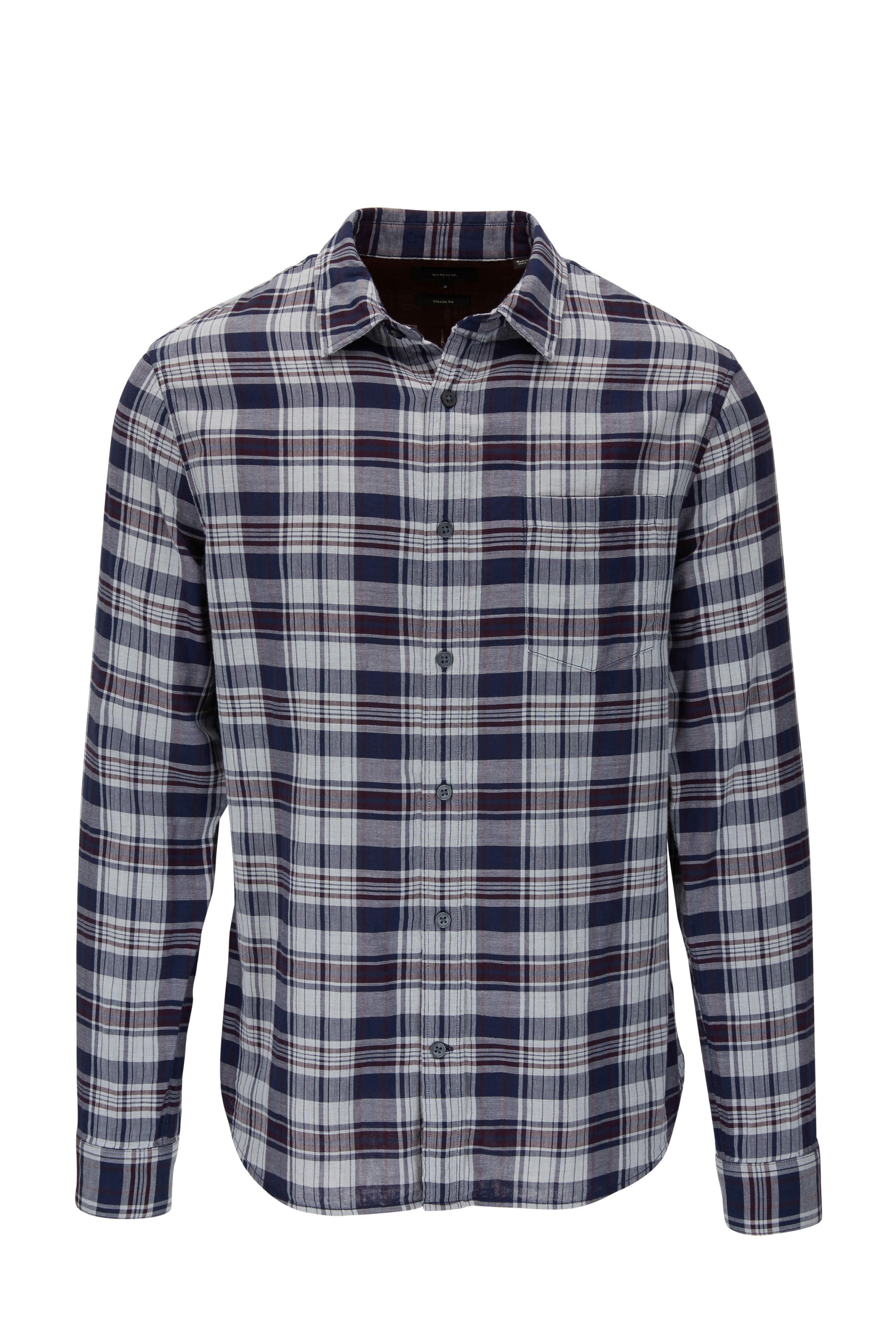 Vince - Blue Plaid Classic Fit Sport Shirt