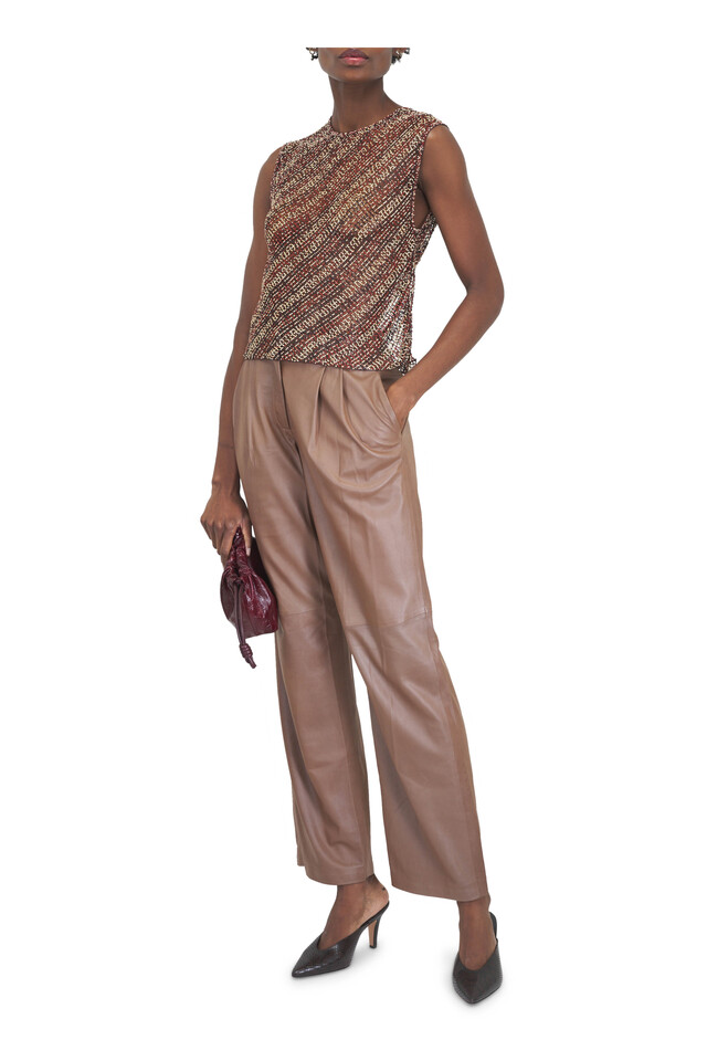 Designer outfit featuring Mini Flamenco Burgundy Clutch, Rochelle Espresso Embossed Leather Mule, 75mm and 1 other piece