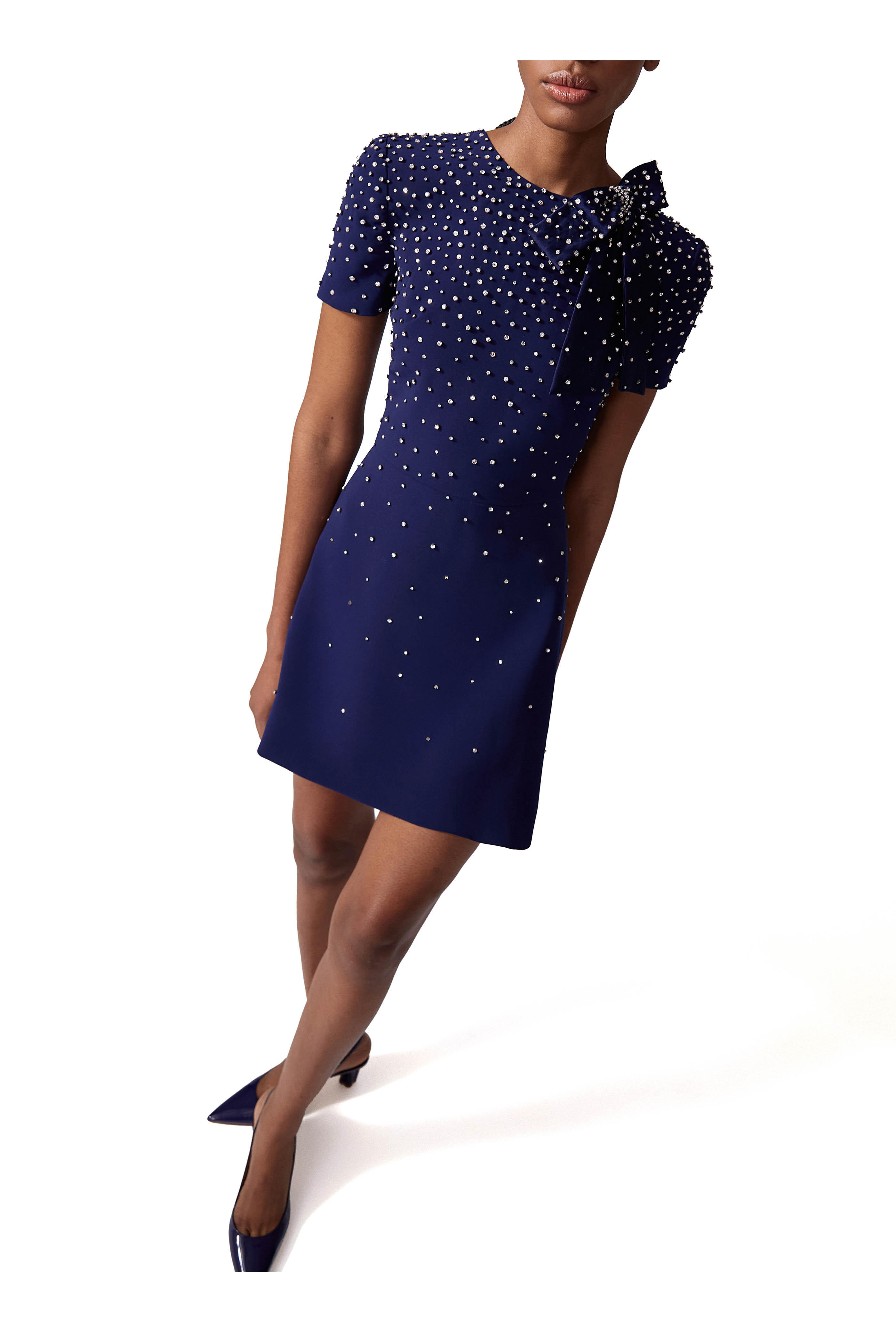 Carolina Herrera - Midnight Blue Crystal Embellished Mini Dress