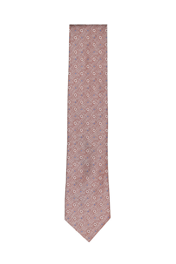 Geoff Nicholson Orange Geometric Silk Necktie