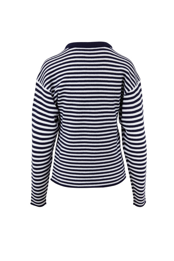Chloé - White & Navy Striped Cashmere Sweater
