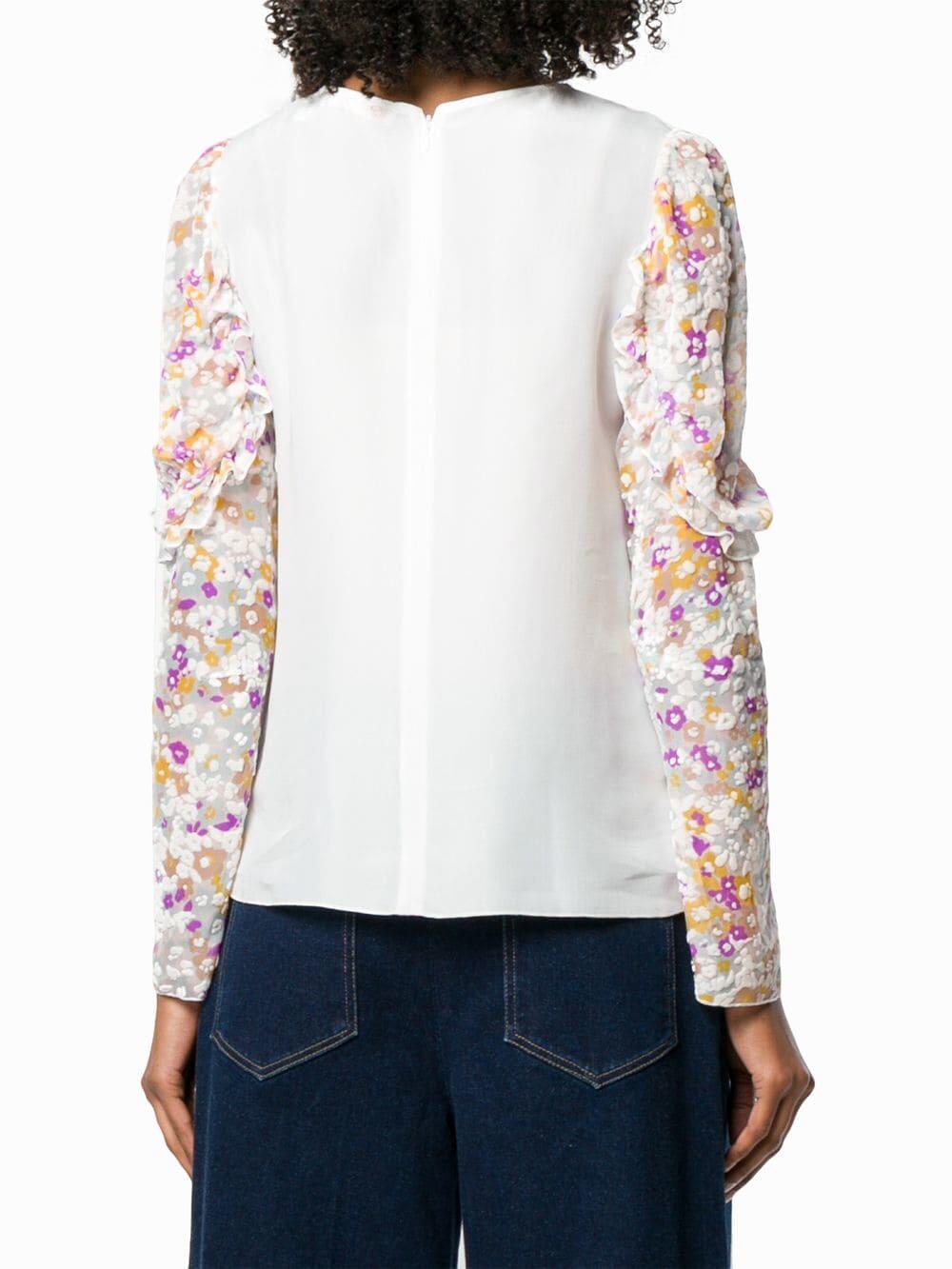 See by Chloé - Multicolor Silk Ruffle Sleeve Top