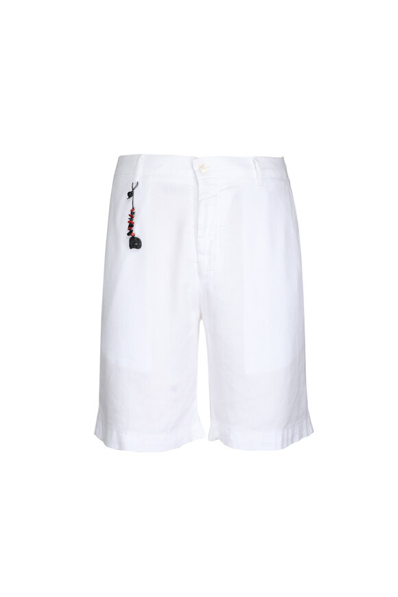 Marco Pescarolo White Linen Bermuda Shorts