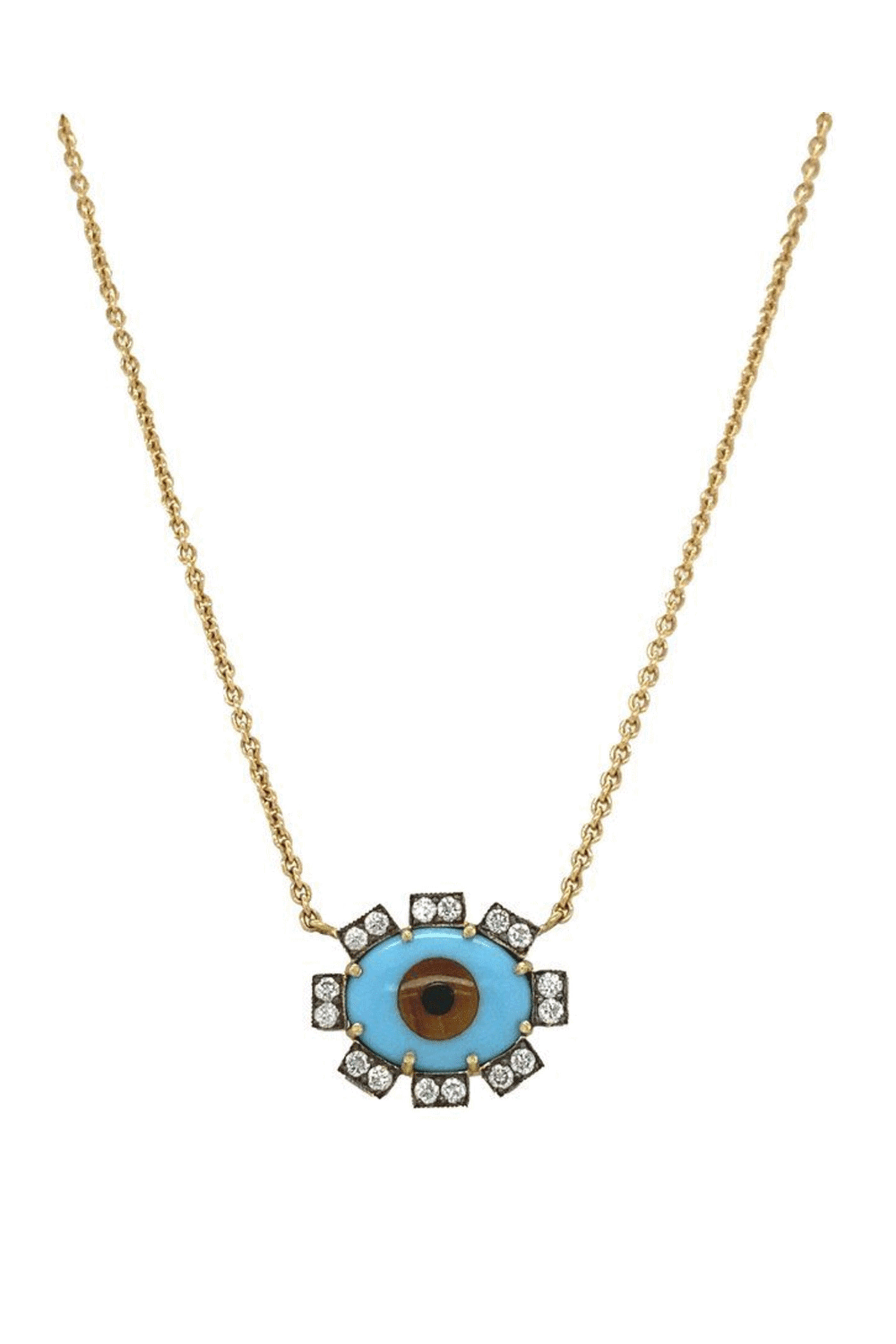 Sylva & Cie - Turquoise Tiger Eye Pendant Necklace