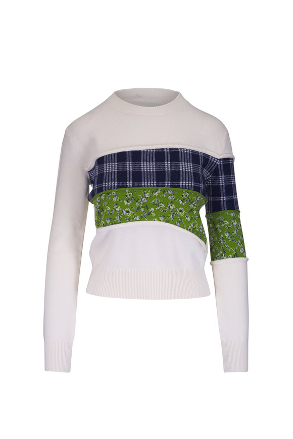 Loewe Cosima Von Bonin Flora Blue Plaid & Ivory Sweater - view 1