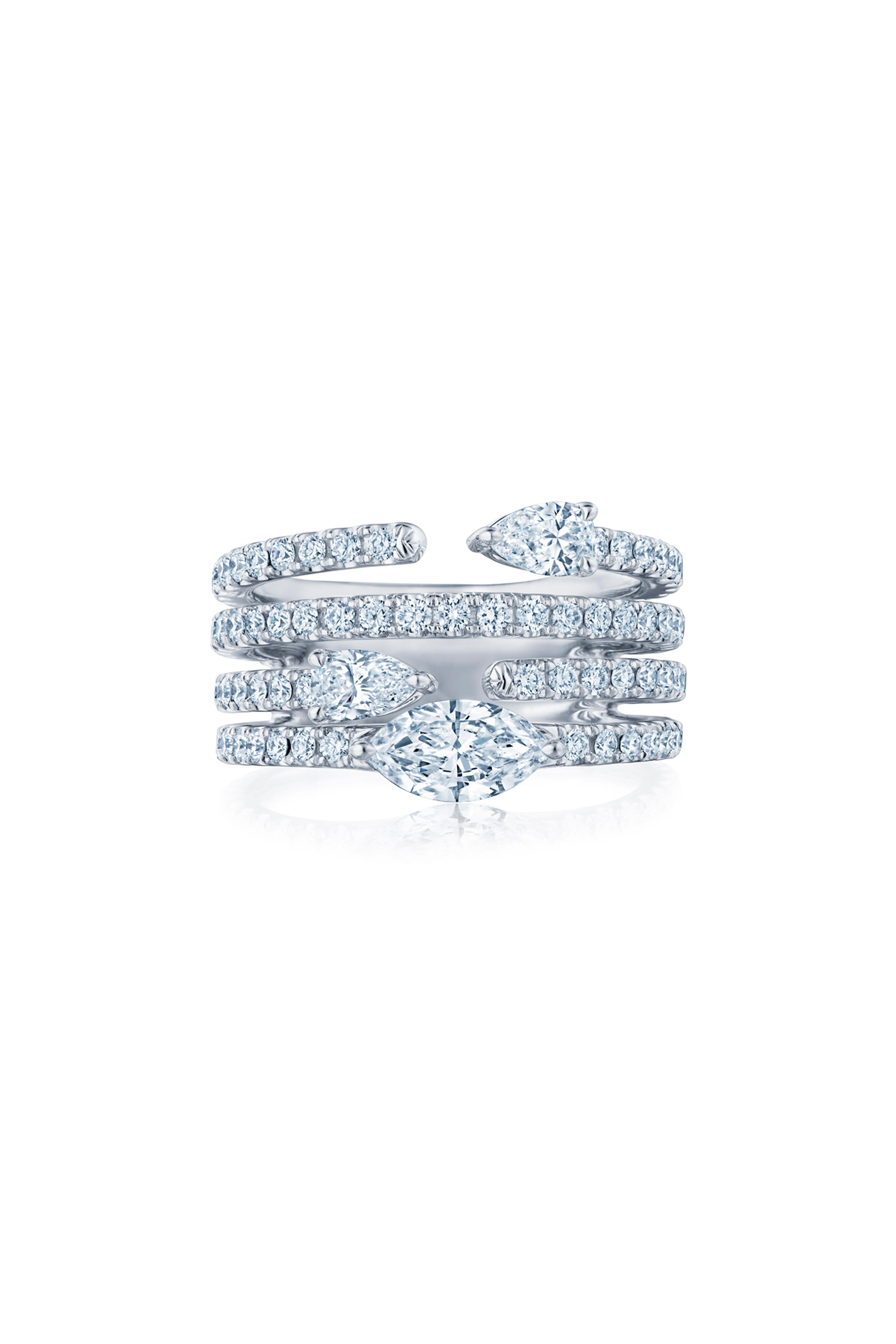 Duet Rings Kwiat - Duet Four-Row Pear & Marquise Diamond Ring