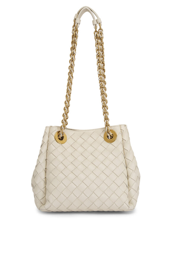 Bottega Veneta Small Parachute Chain Sea Salt Woven Leather Bag - view 3