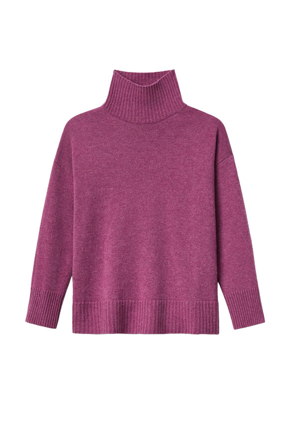 Lafayette 148 New York Mulberry Melange Cashmere Stand Collar Sweater - view 1