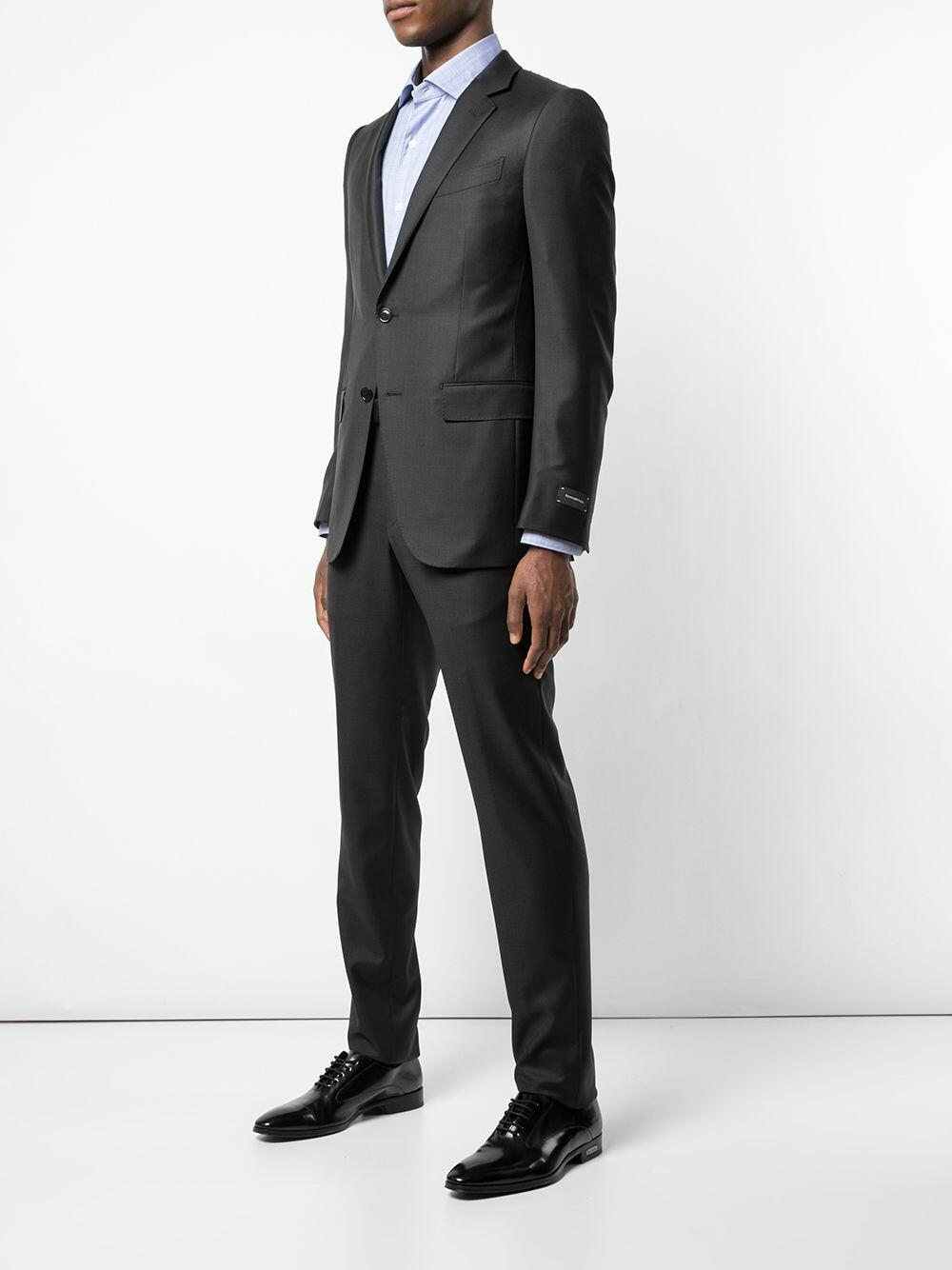 Zegna - Charcoal Gray Mini Check Wool & Silk Suit