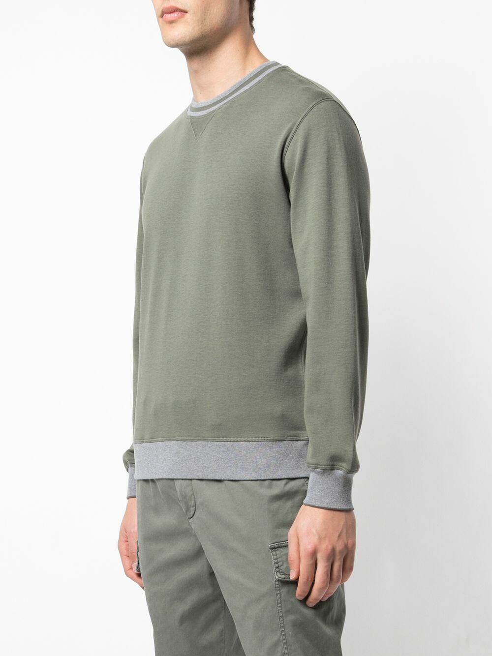 Brunello Cucinelli - Olive & Grey Tipping Cotton Sweatshirt