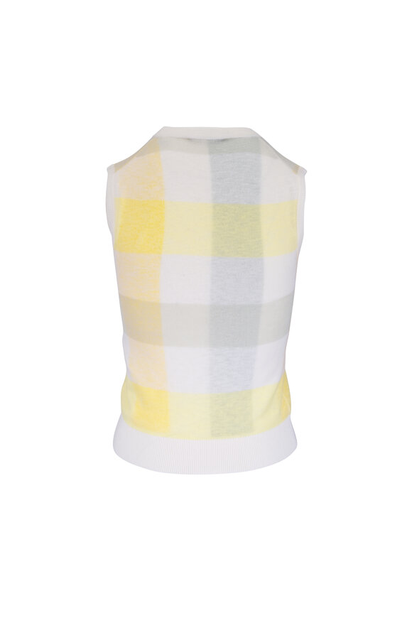 Vince Dandelion Plaid Crewneck Sweater Tank - view 4