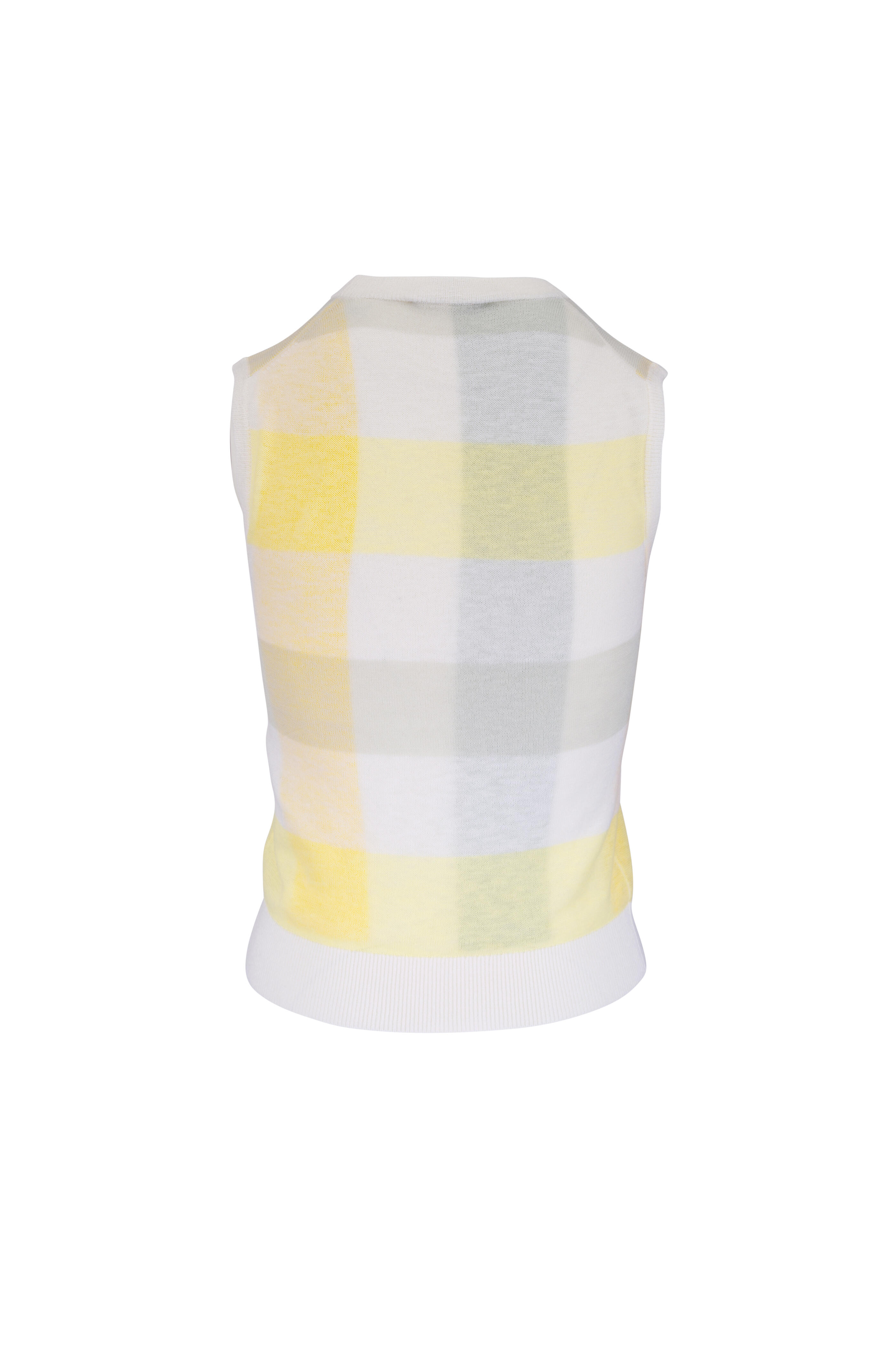 Vince - Dandelion Plaid Crewneck Sweater Tank - view 2