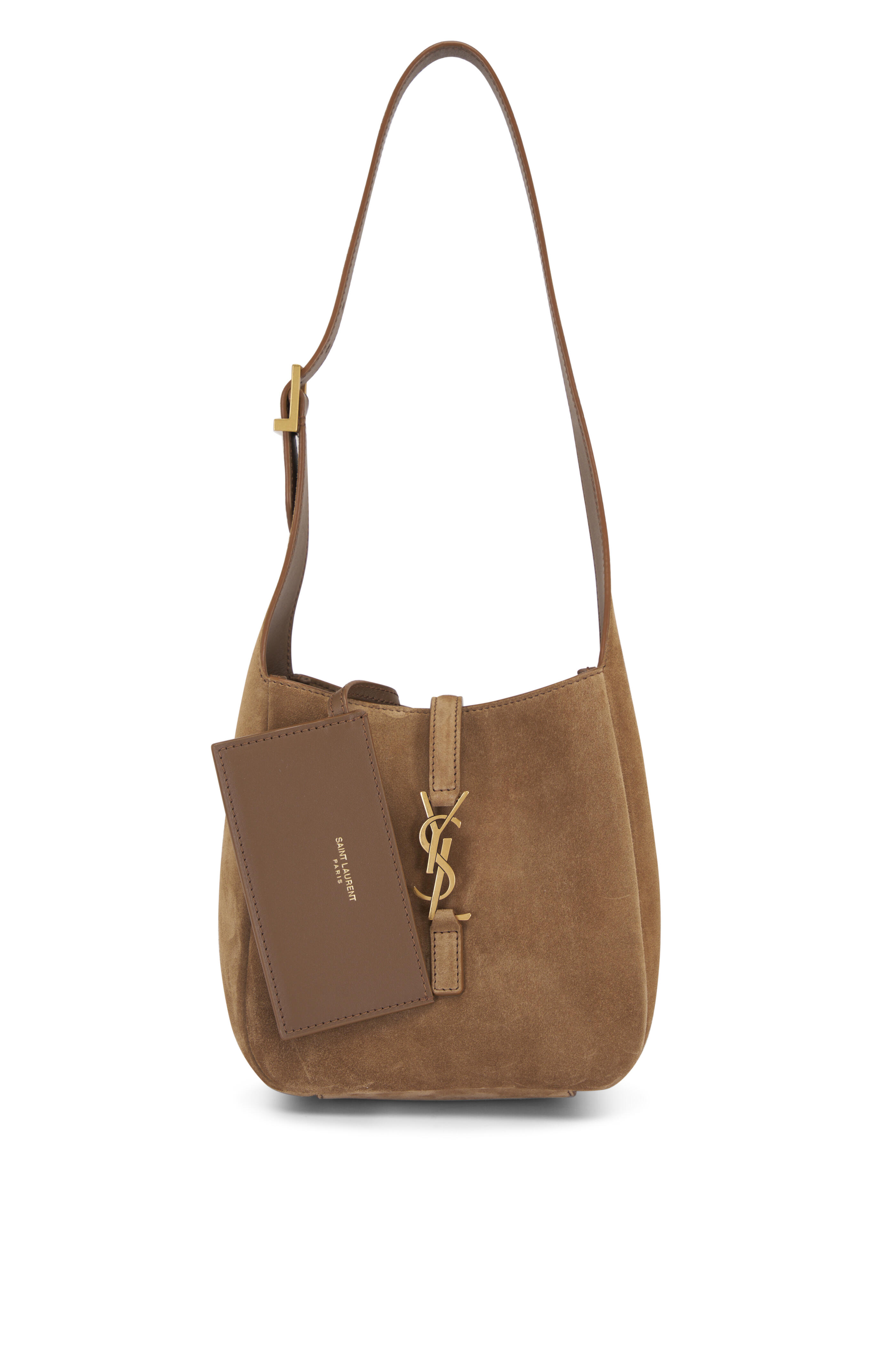 Saint Laurent - Baby Le 5 À 7 Supple Golden Leaf Suede Hobo Bag