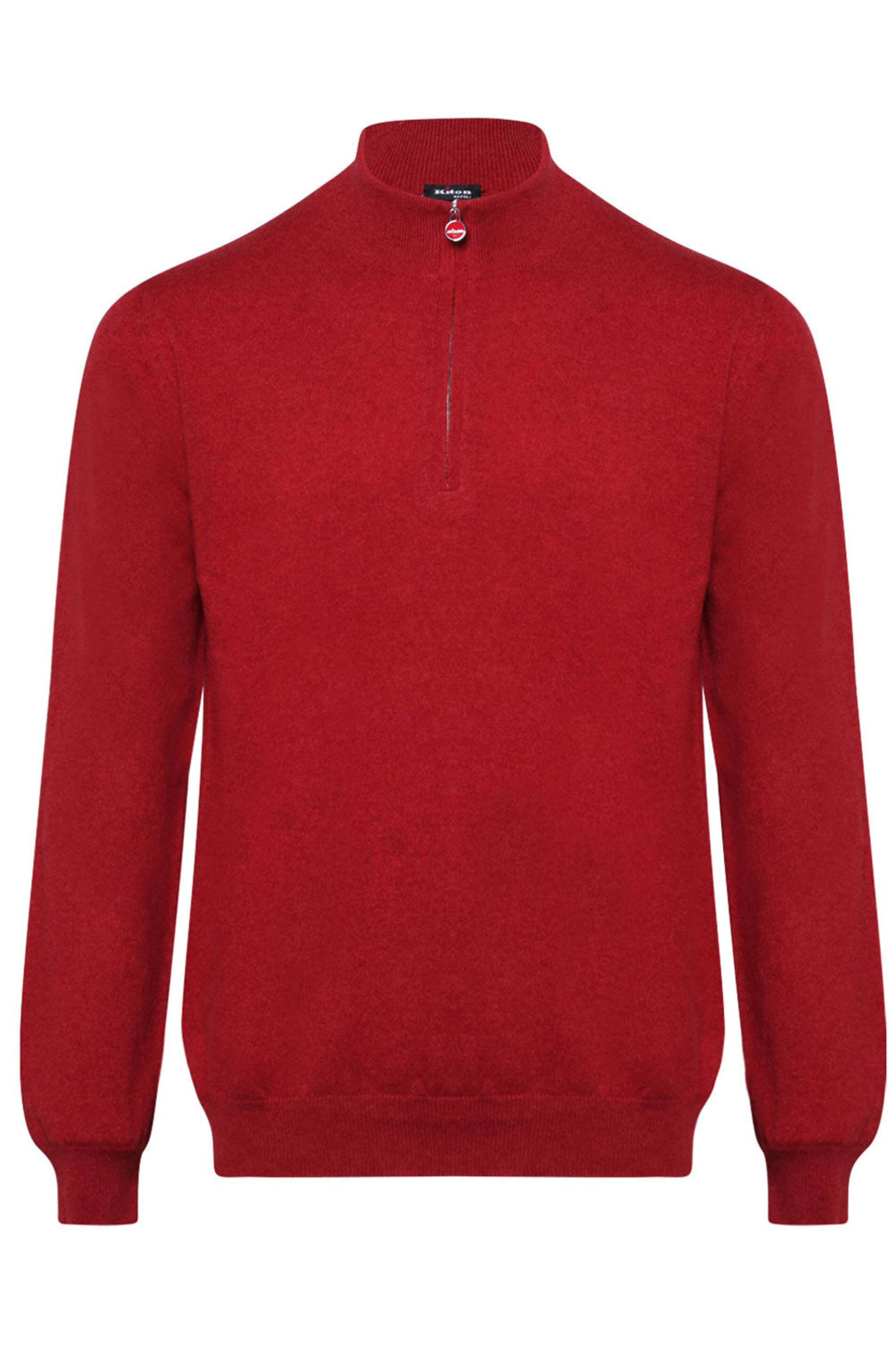 みったん Kiton - Red Cashmere Quarter Zip | Mitchell Stores