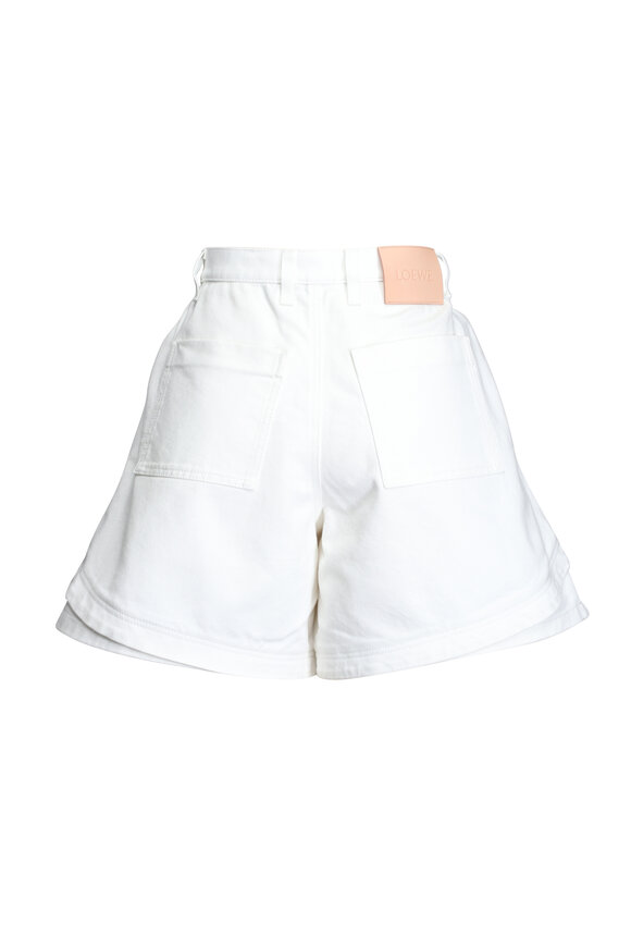 Loewe White Panelled Cotton Denim Shorts - view 3
