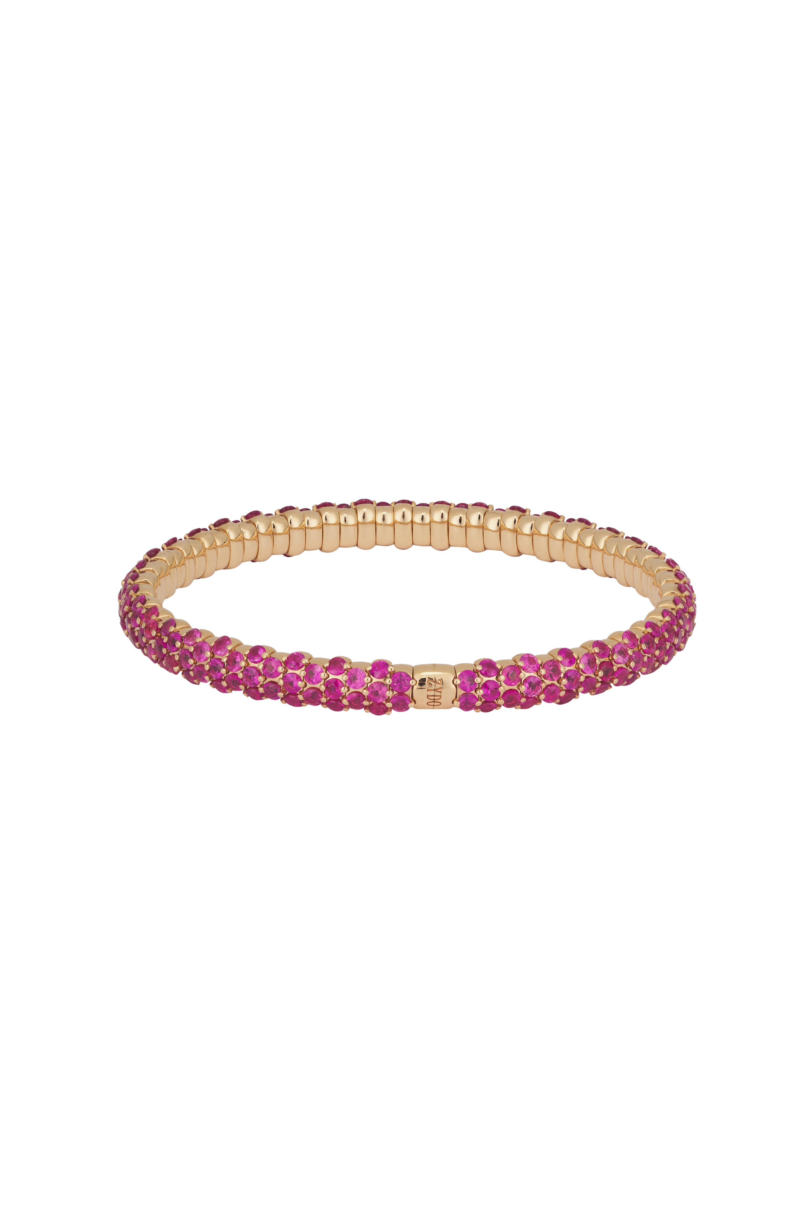 ZYDO - 18k Yellow Gold Pink Sapphire Stretch Bracelet - view 3