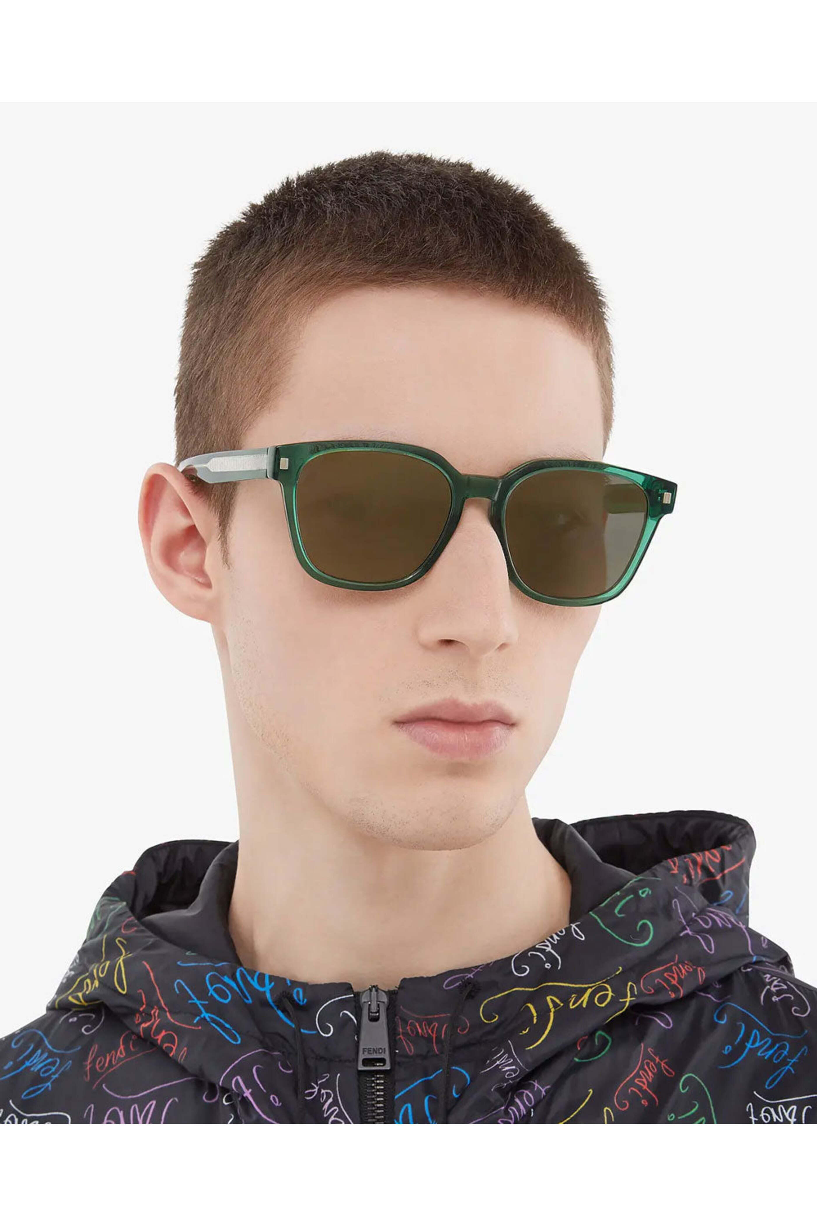 FENDI グリーン スクエアサングラス Fendi Sunglasses - Square Acetate Sunglasses in Green