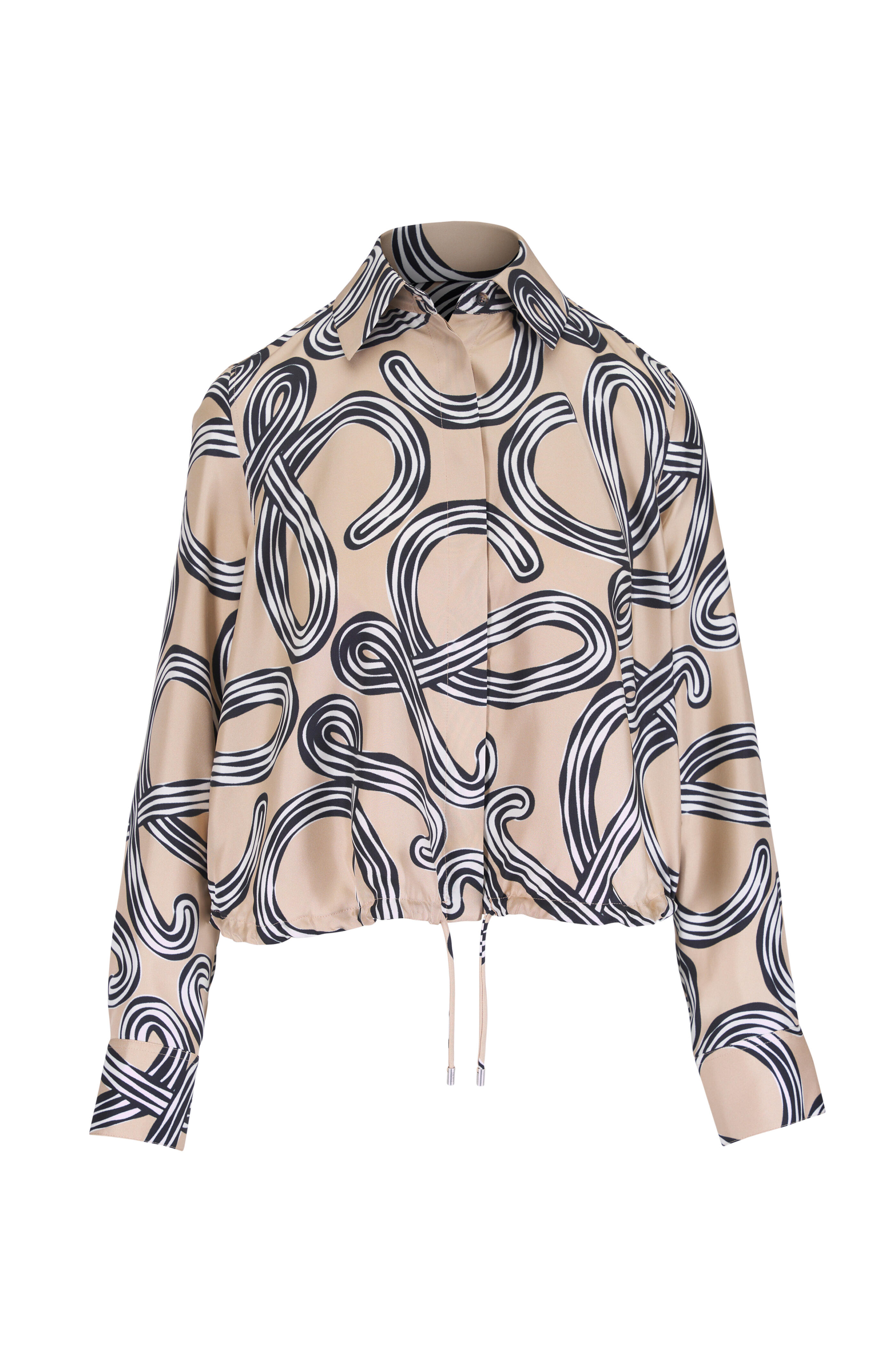 Loewe - Beige & Black Silk Balloon Shirt - view 1