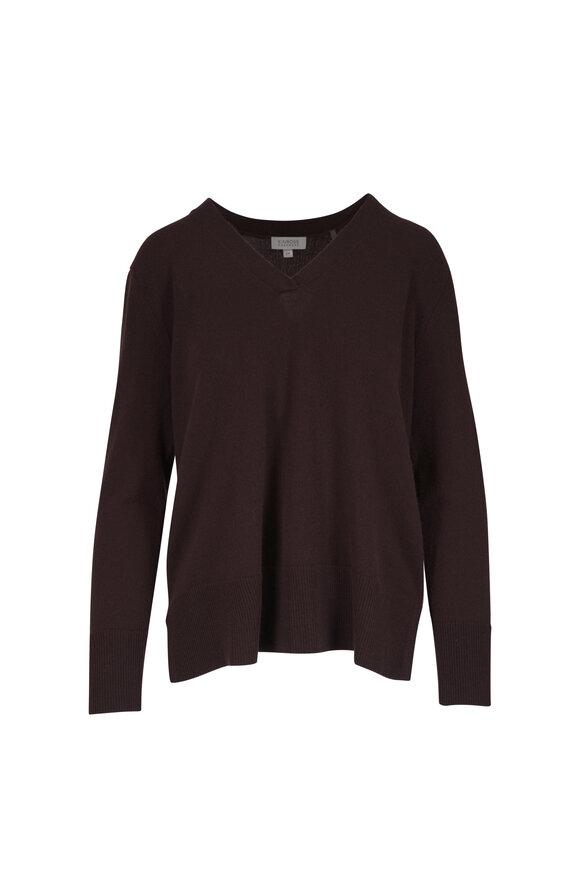 Kinross Chocalte Brown Cashmere High-Low Hem Sweater
