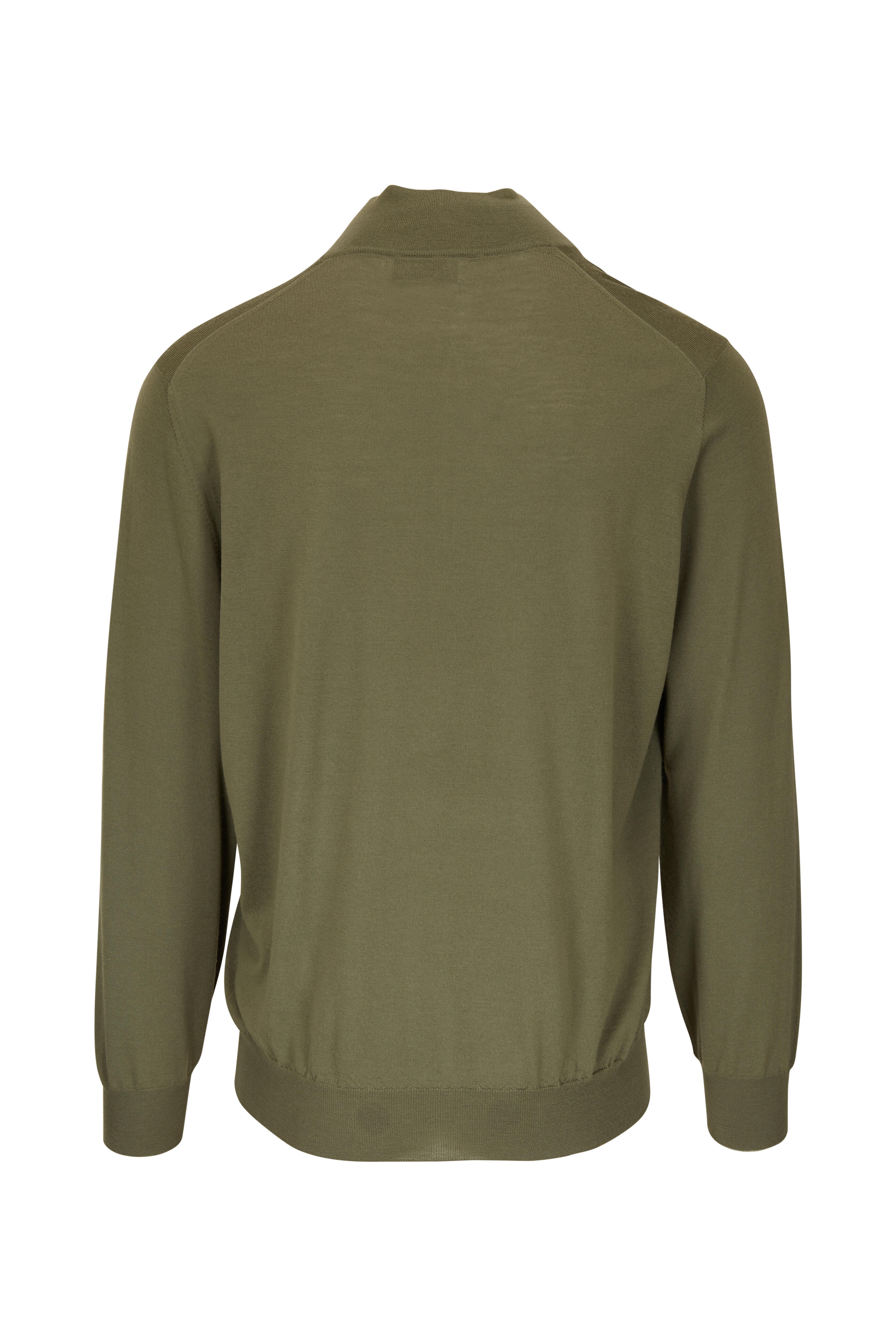 Brunello Cucinelli - Olive Wool & Cashmere Quarter Zip Pullover