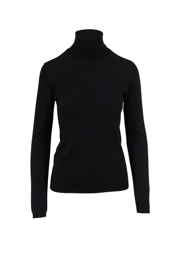 Brunello Cucinelli - Black Cashmere & Silk Lurex Turtleneck Sweater