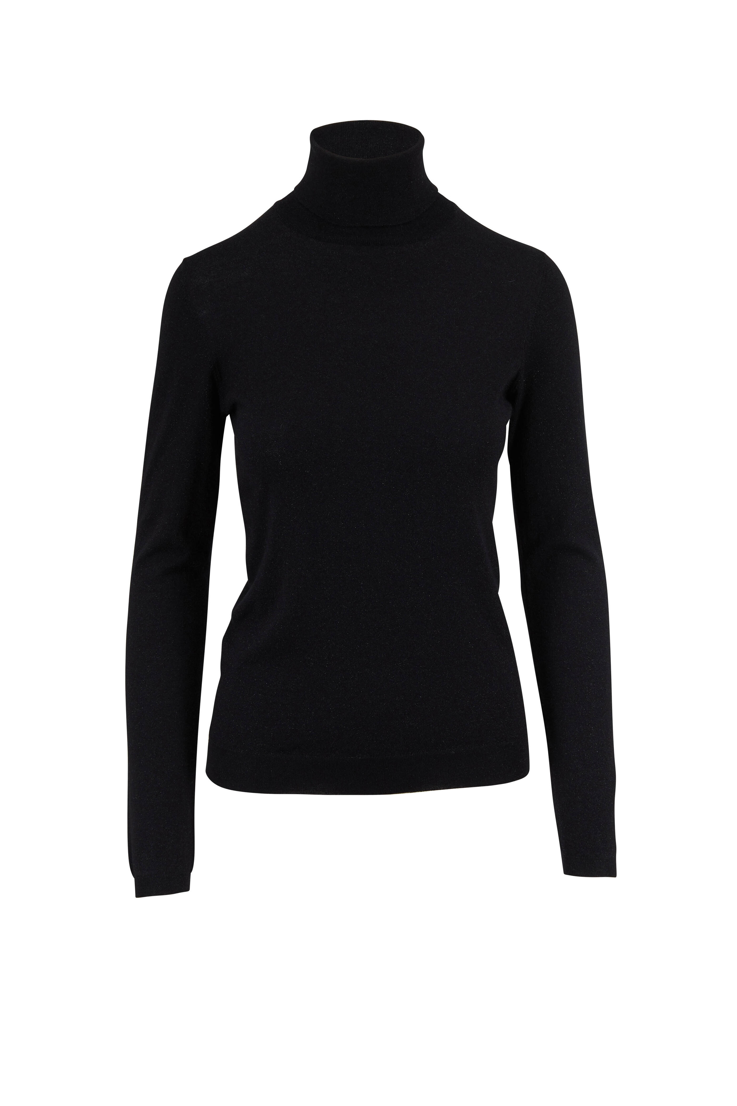 【関税&送料込】Brunello Cucinelli Cashmere Silk And Lurex S Brunello Cucinelli - Black Cashmere & Silk Lurex Turtleneck