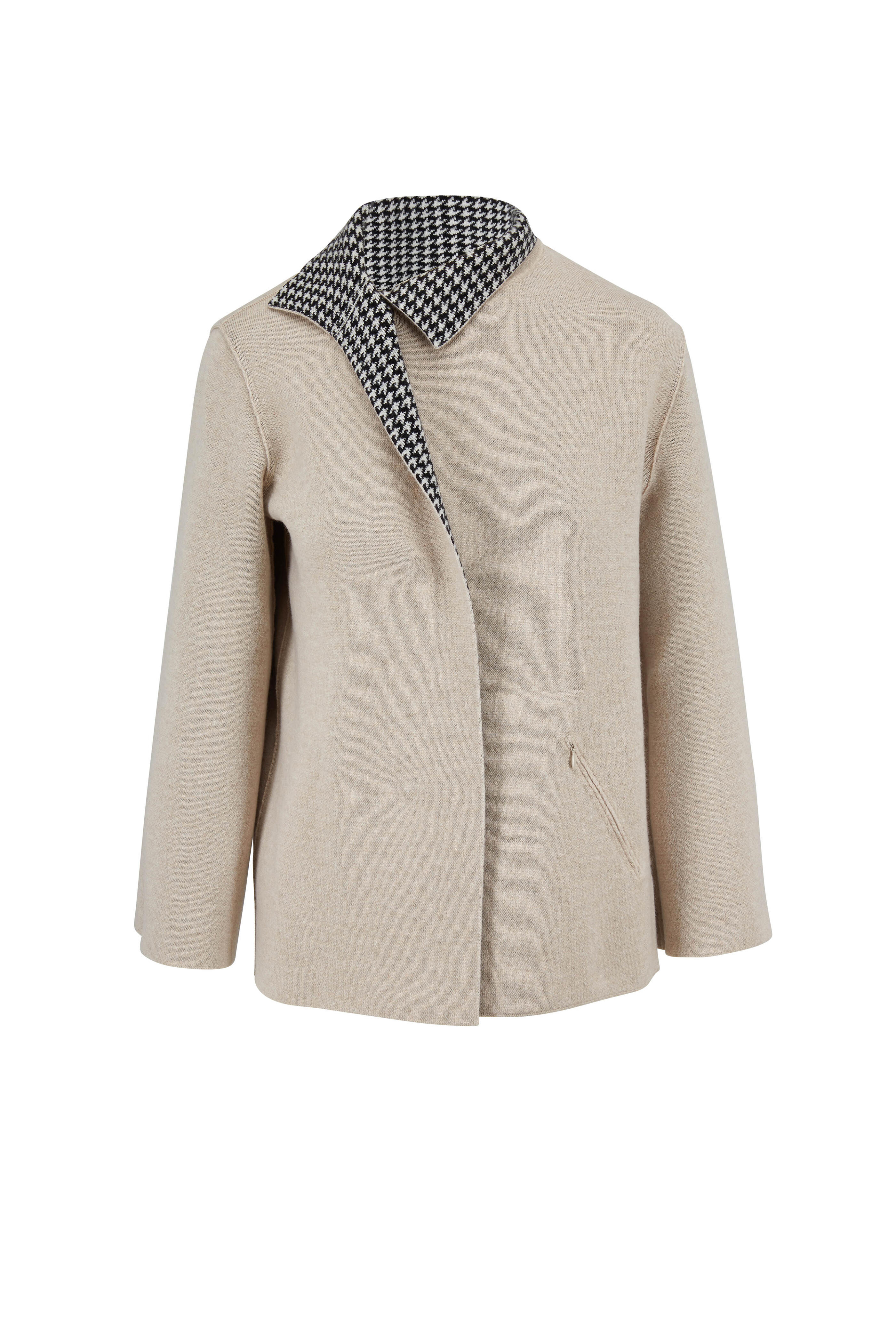 Akris - Black & Birch Houndstooth Reversible Jacket