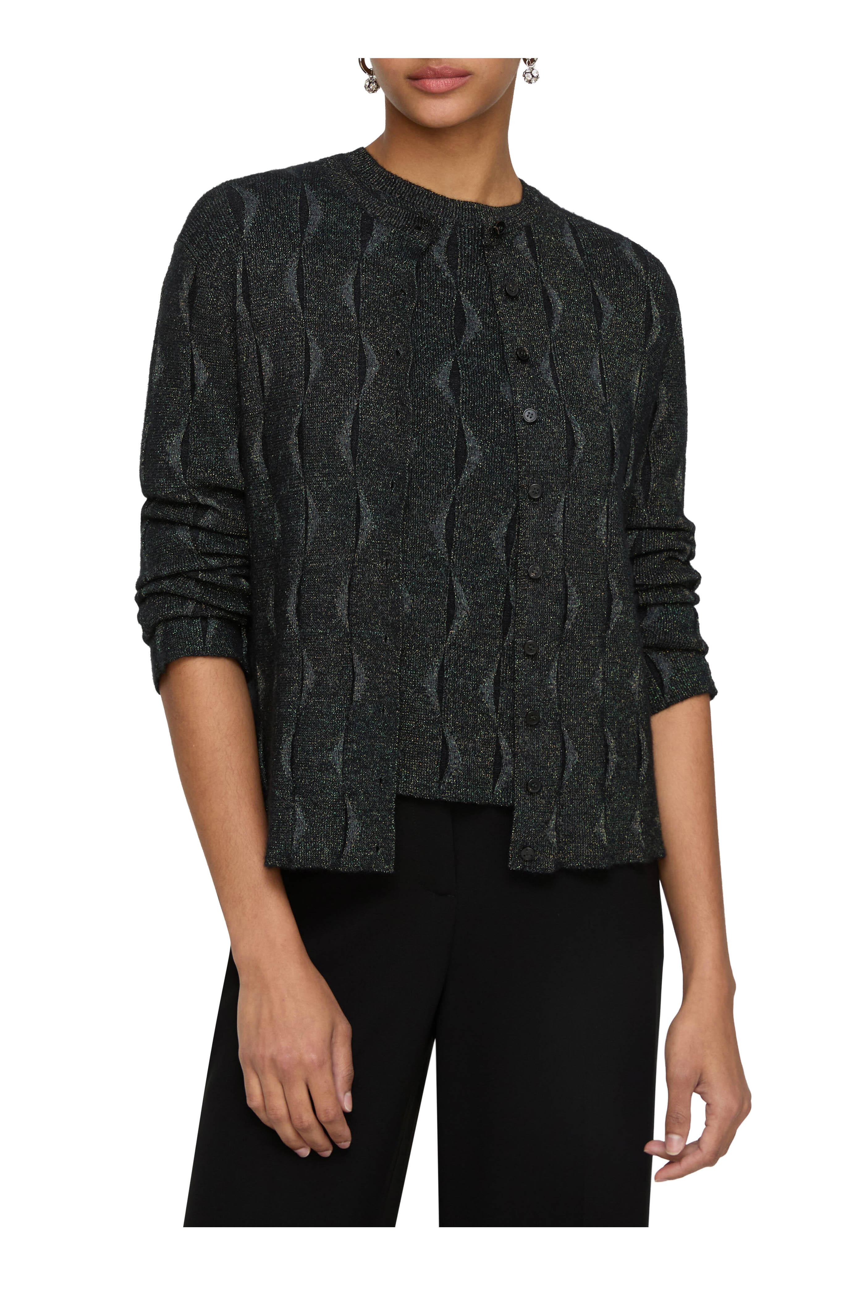 Lafayette 148 New York - Black Multi Iridescent Cashmere Cardigan