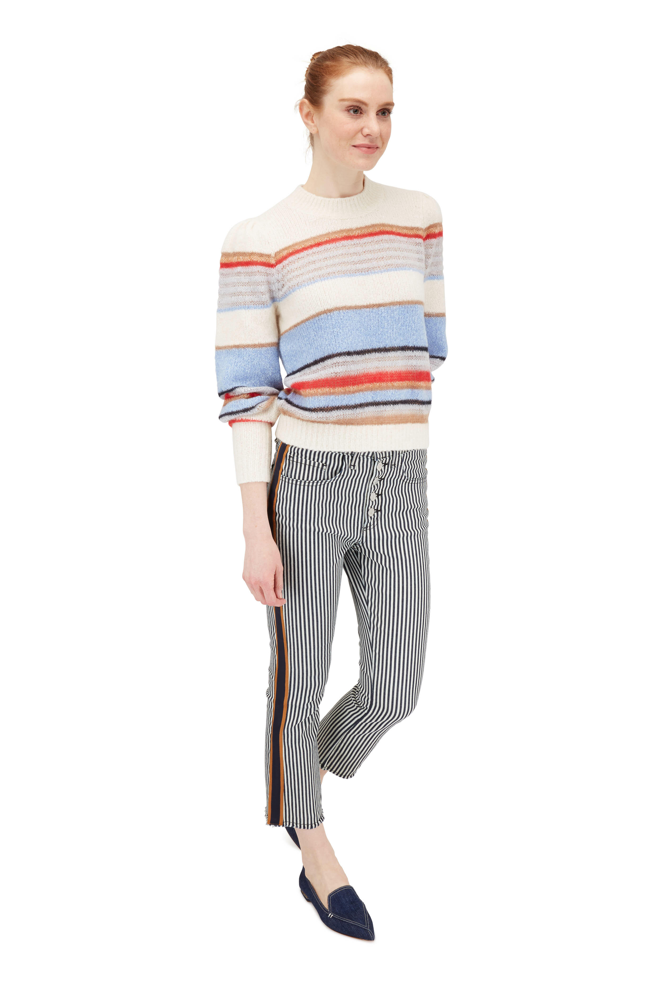 Veronica Beard - Carolyn 10" Baby Boot Striped Jean