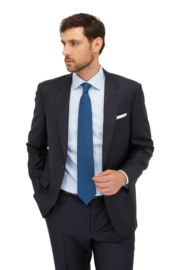 Canali - Navy Blue Pinstripe Wool Suit