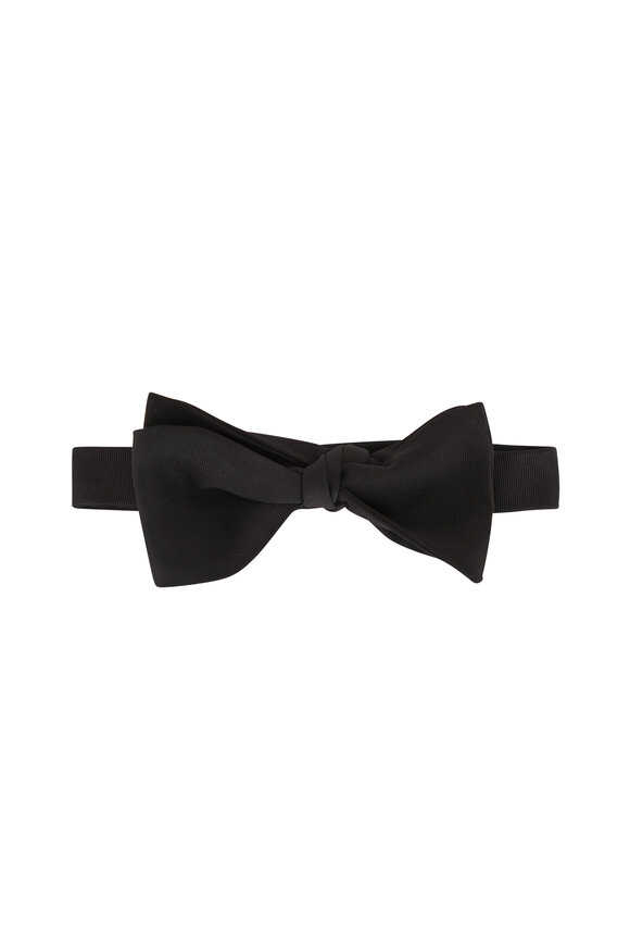 Kiton Black Silk Faille Self Tie Bow Tie