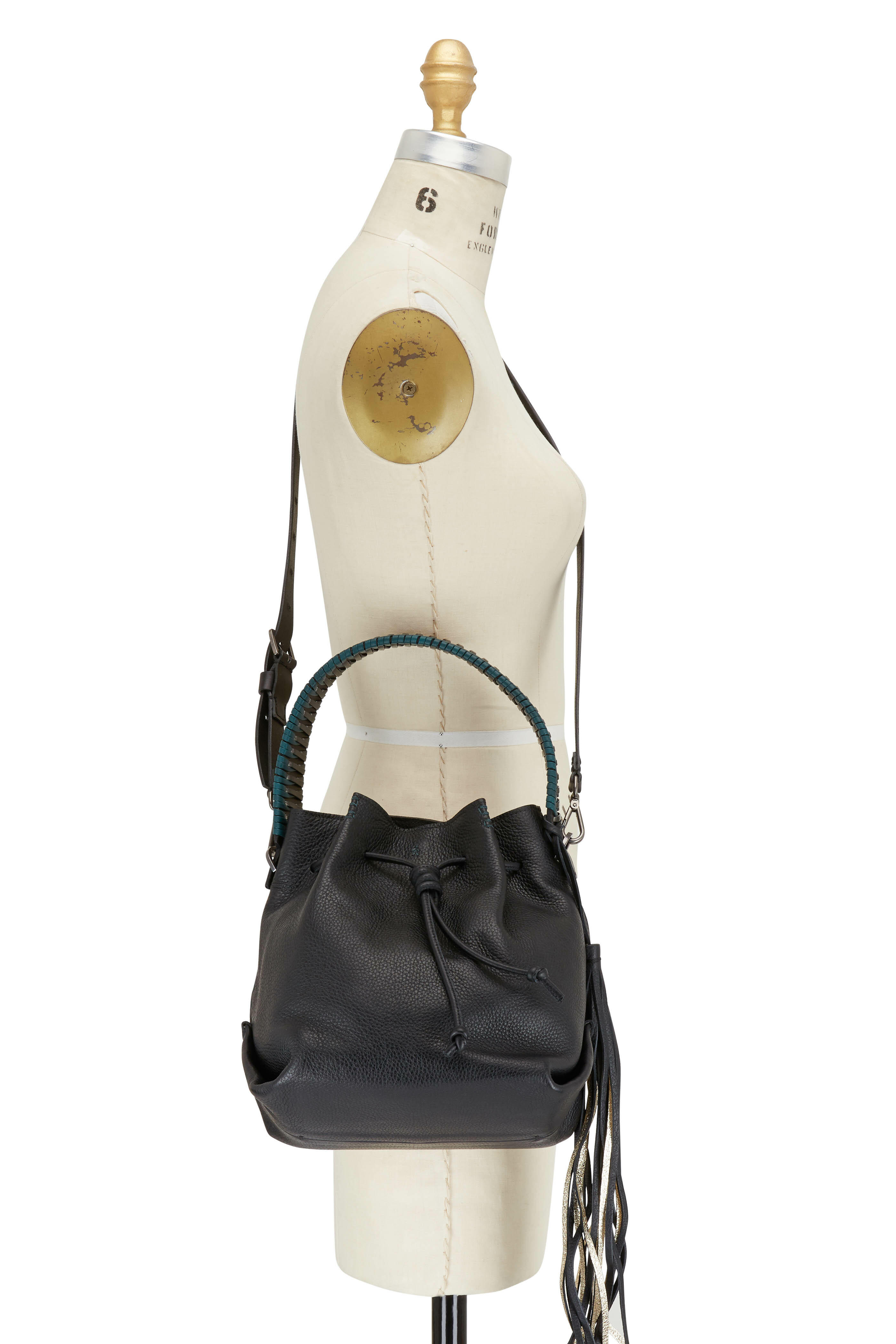 Henry Beguelin - Black Grained Leather Small Hobo Bucket Bag