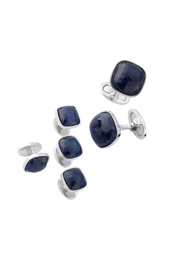 Jan Leslie Sterling Silver & Faceted Sapphire Cuffs & Studs