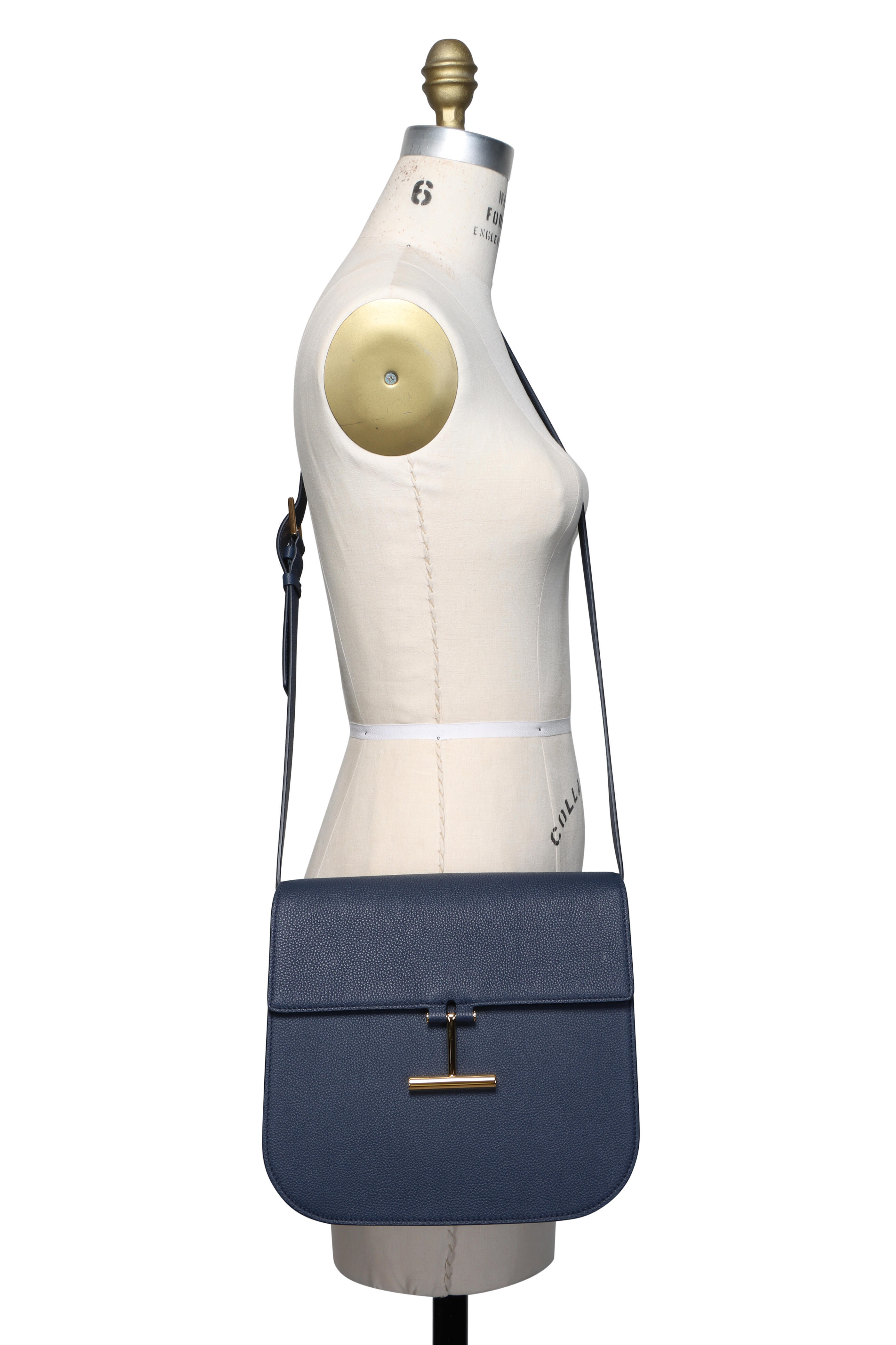 Tom Ford - Medium Tara Grained Leather Crossbody in Denim
