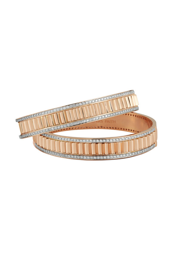 Walters Faith - Clive 18K Rose Gold & Diamond Fluted Cuff Bangle