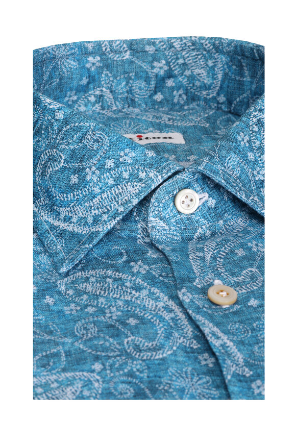 blue paisley dress shirt Light Blue Painted Paisley Dress Shirt – Main & Co Kingdom Wear main image 1