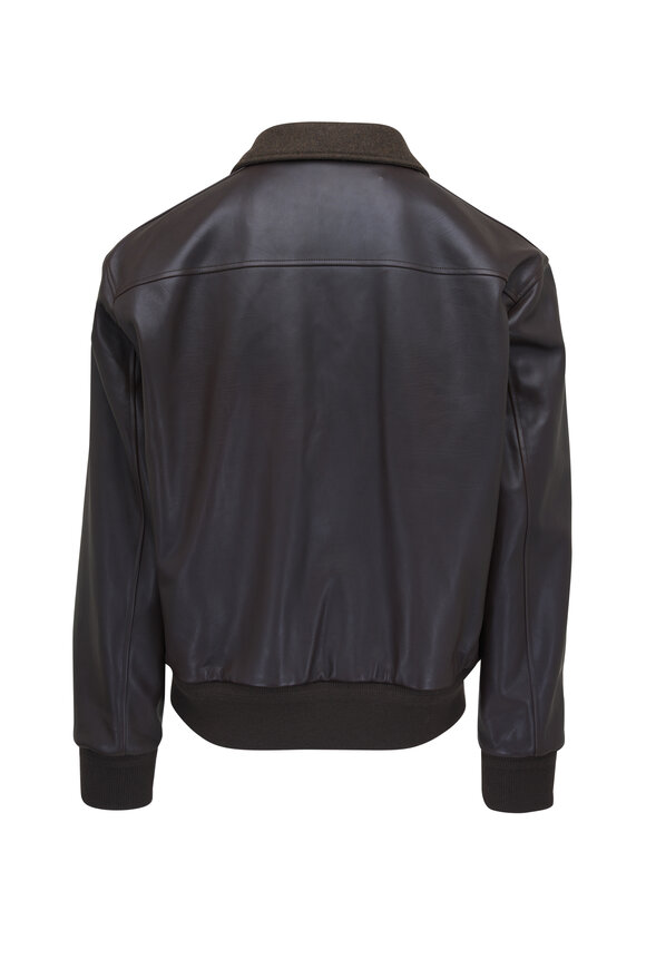 Loro Piana - Johnie Charcoal Gray Leather Bomber