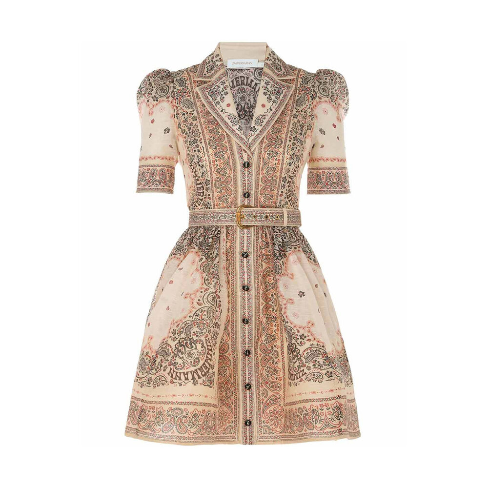 Zimmermann - Cream Bandana Matchmaker Mini Shirt Dress