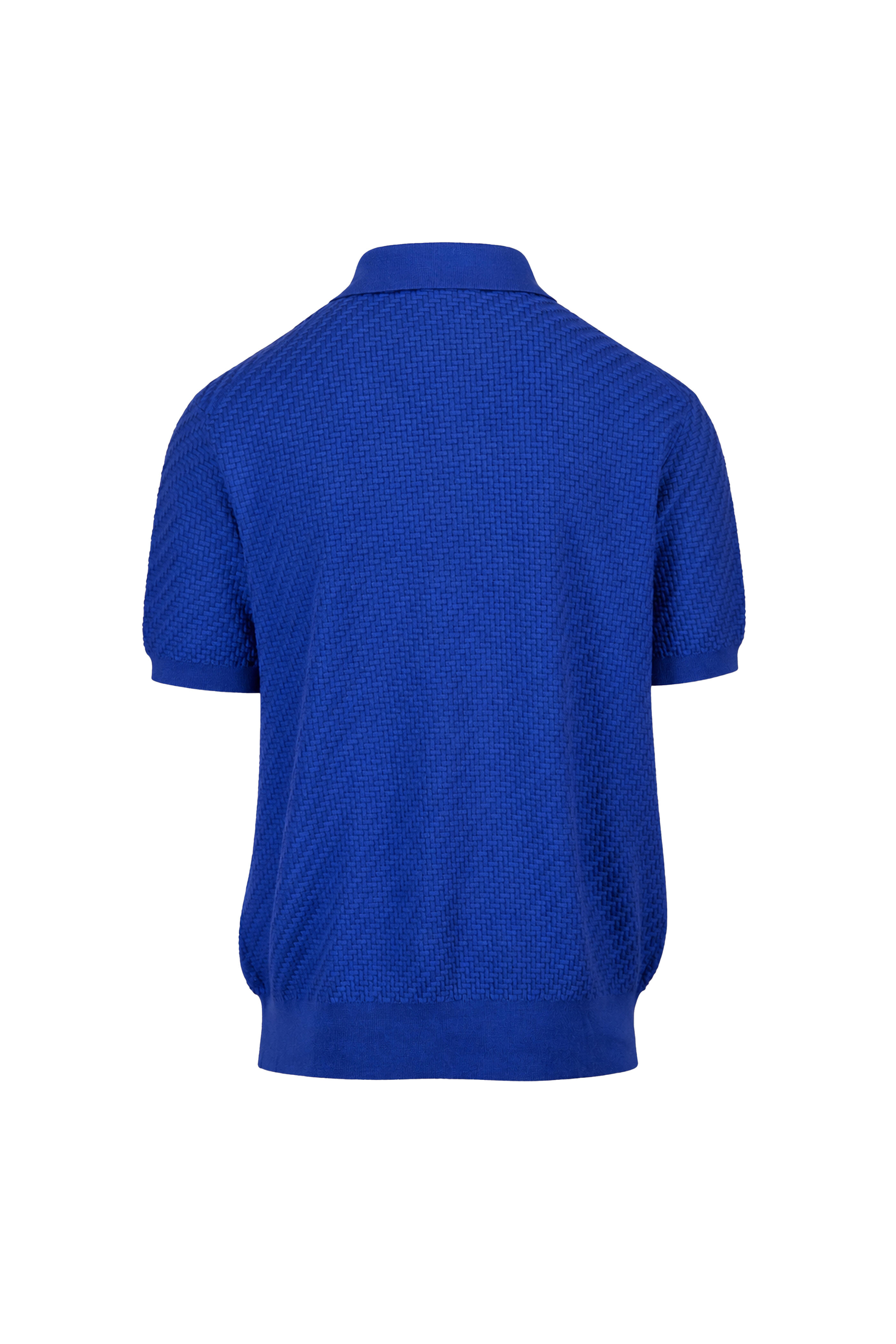 Brioni - Blue Trama Weave Polo - view 2