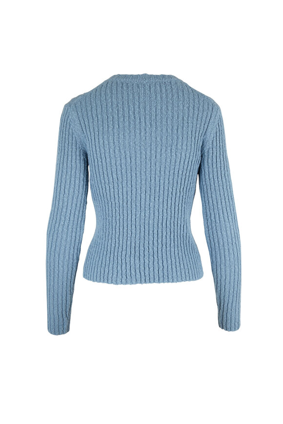 Vince - Dark Topaz Cotton & Linen Ribbed Crewneck Sweater