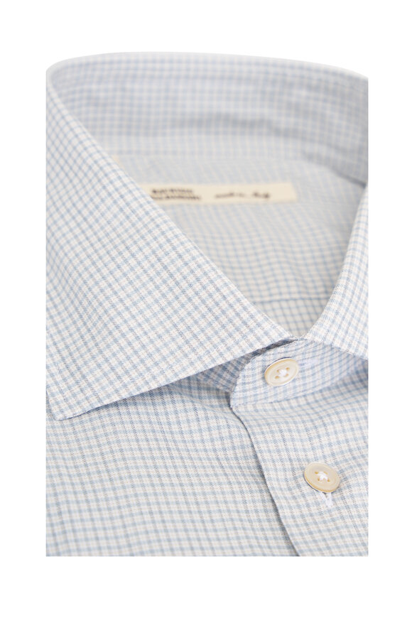 Maurizio Baldassari Cloud Blue Mini Check Cotton Sport Shirt - view 3
