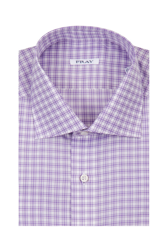 Fray Purple Plaid Cotton Dress Shirt - view 1