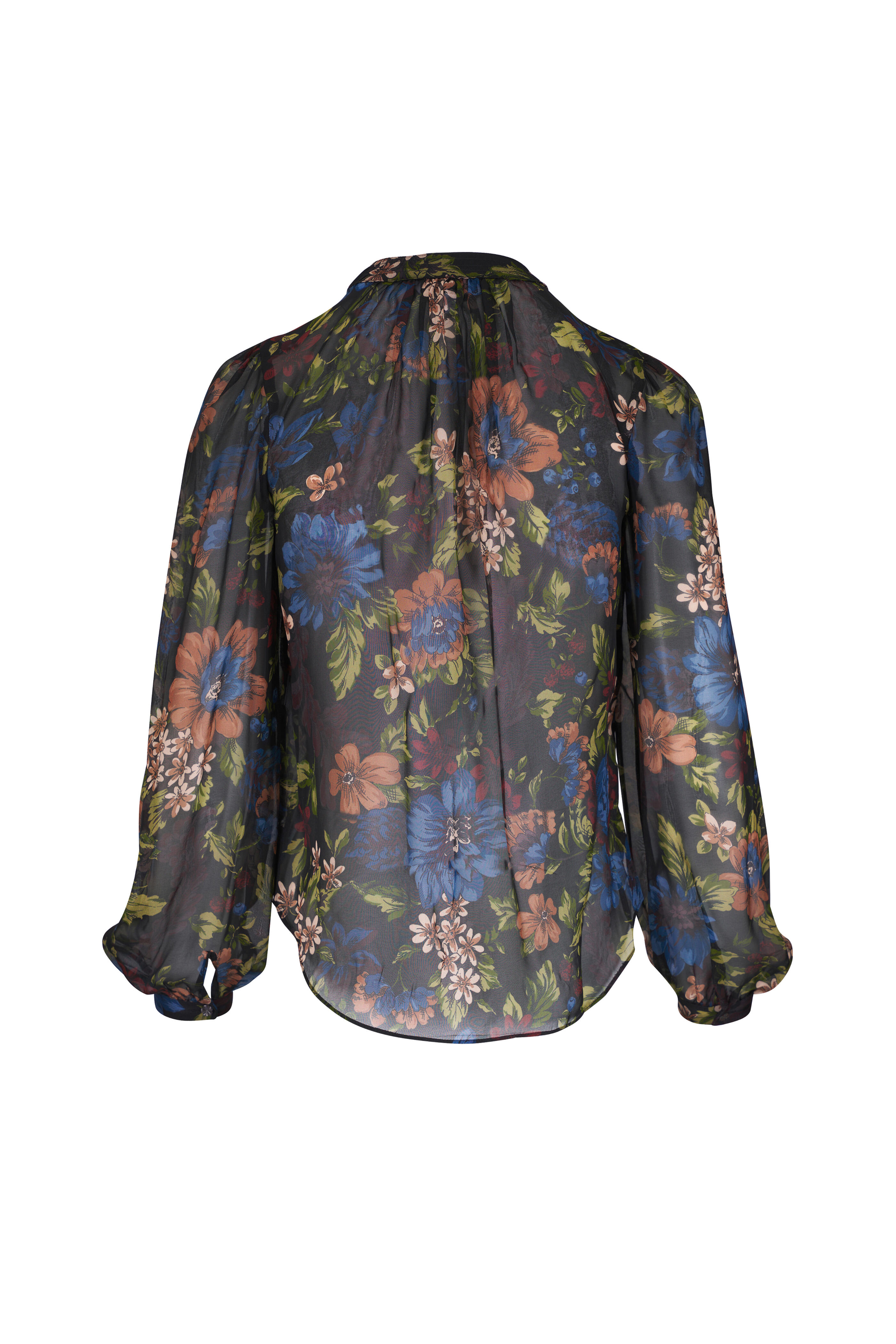 Veronica Beard - Ashlynn Black Multi Floral Print Silk Blouse