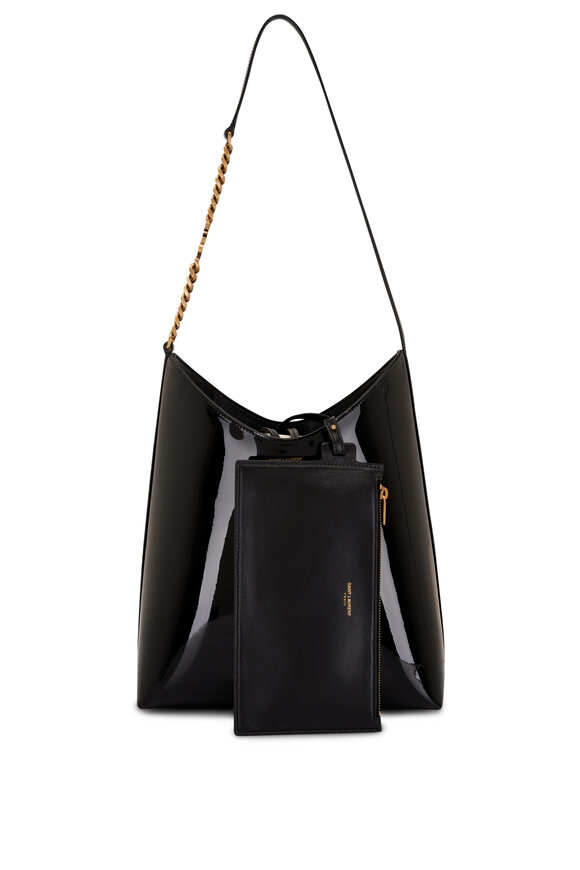 Saint Laurent - Rendez-Vous Black Patent Leather Hobo Bag 