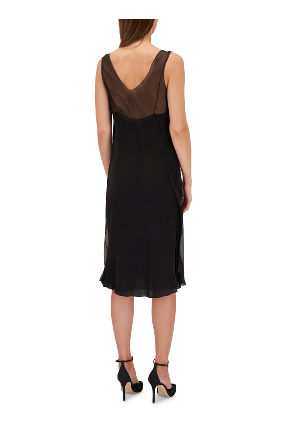 Saint Laurent - Black Chiffon Sleeveless Dress 