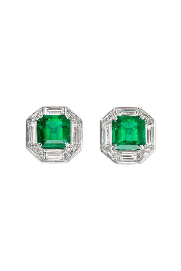 Oscar Heyman - Colombian Emerald & Diamond Studs