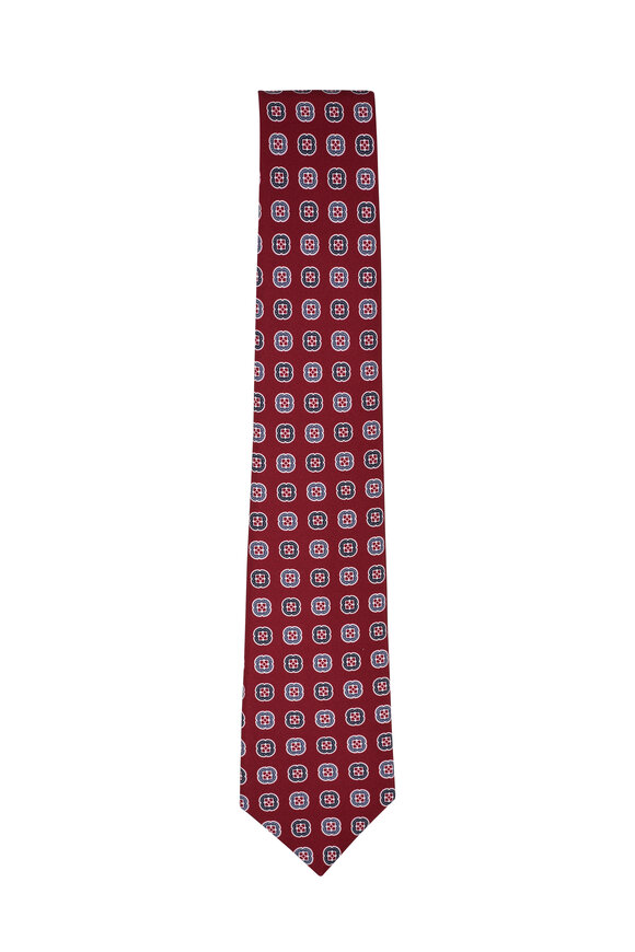 Kiton - Brown & Blue Medallion Silk Necktie