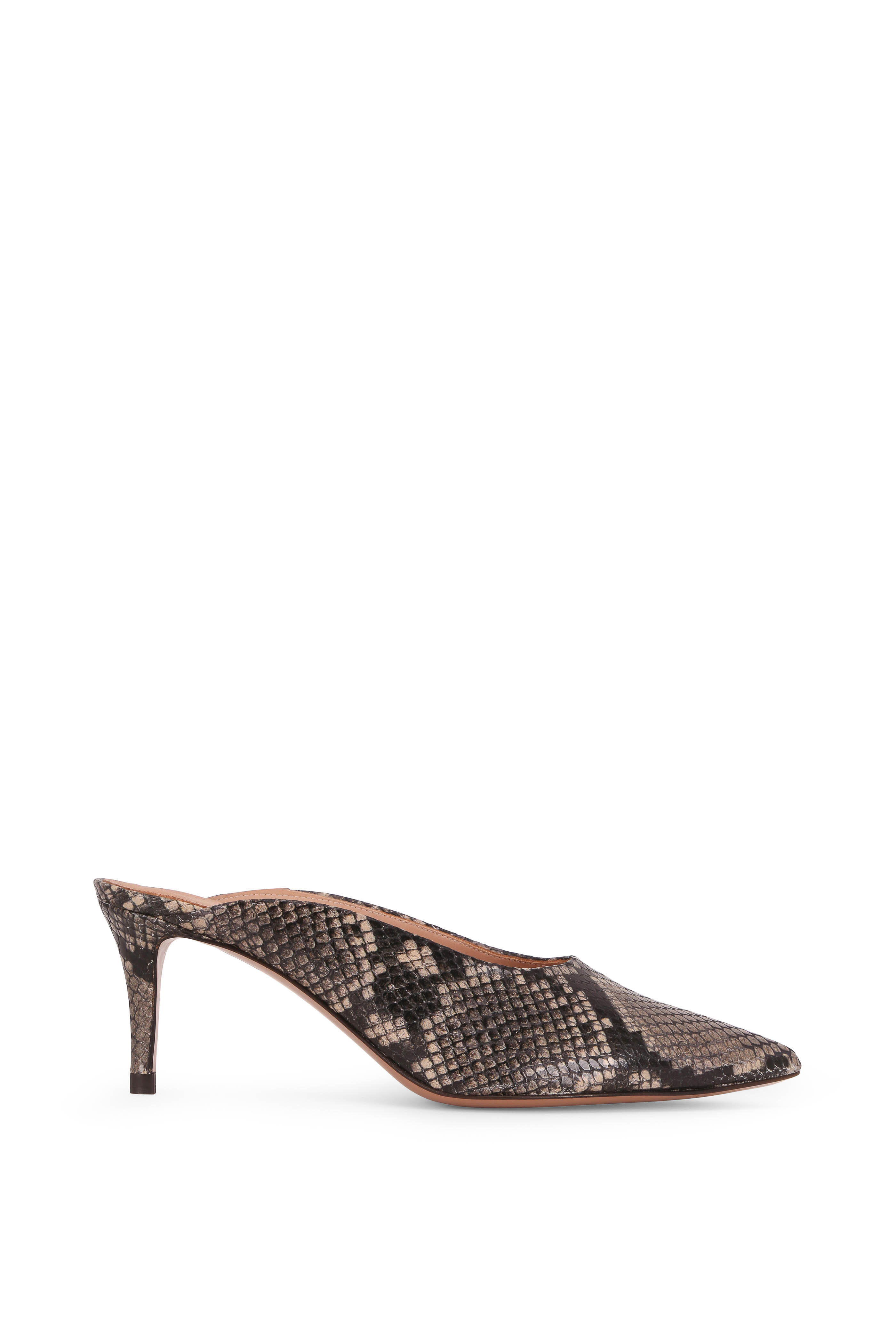 Veronica Beard - Taran Taupe Snake Print Leather Mule, 65mm