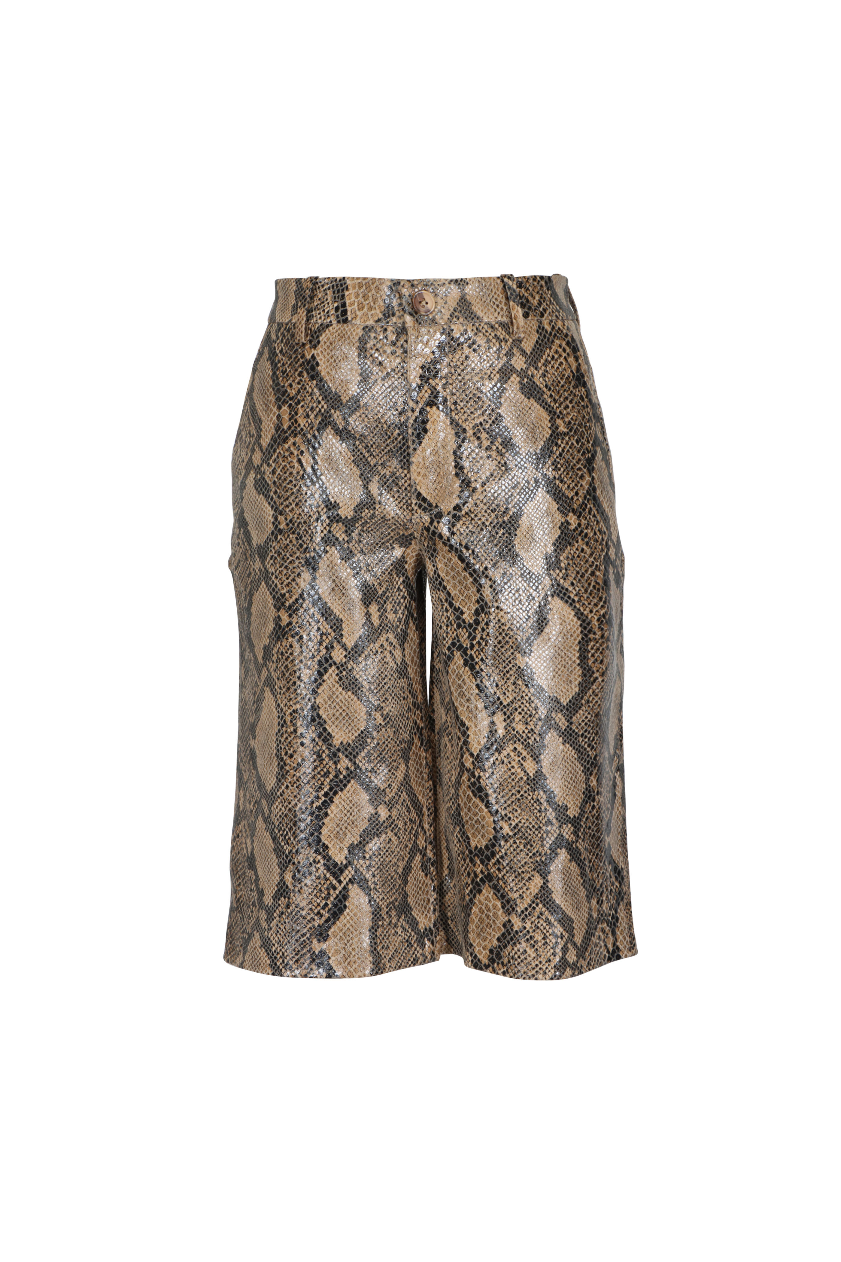 SPRWMN - Tan Python Leather Bermuda Shorts